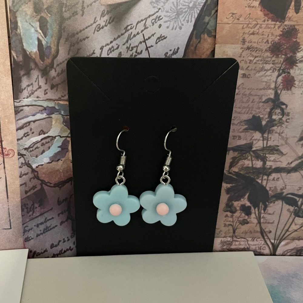 Blue Crazy Daisy Earrings
